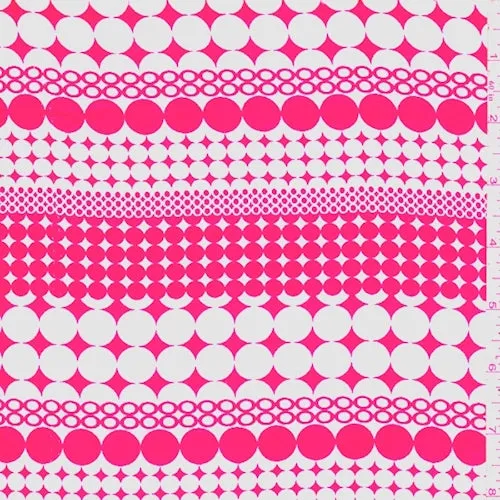 Berry/White Circle Stripe Rayon Challis Fabric