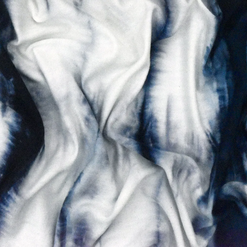 Blue-Multi Famous Designer Tie Dye Stretch Rayon Jersey Knit Fabric