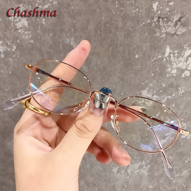 Chashma Ochki Unisex Full Rim Small Round Titanium Eyeglasses 20175