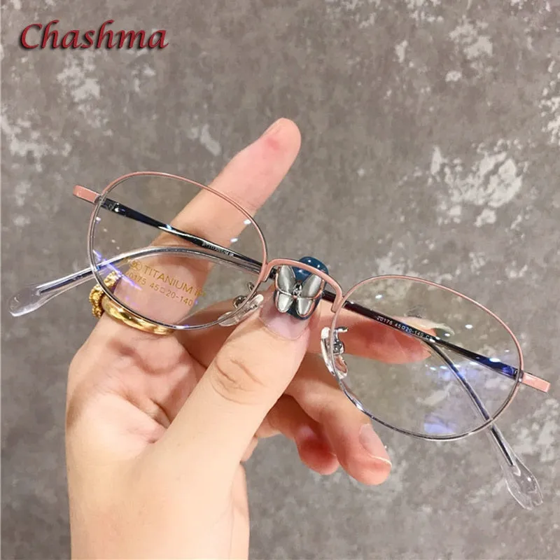 Chashma Ochki Unisex Full Rim Small Round Titanium Eyeglasses 20175
