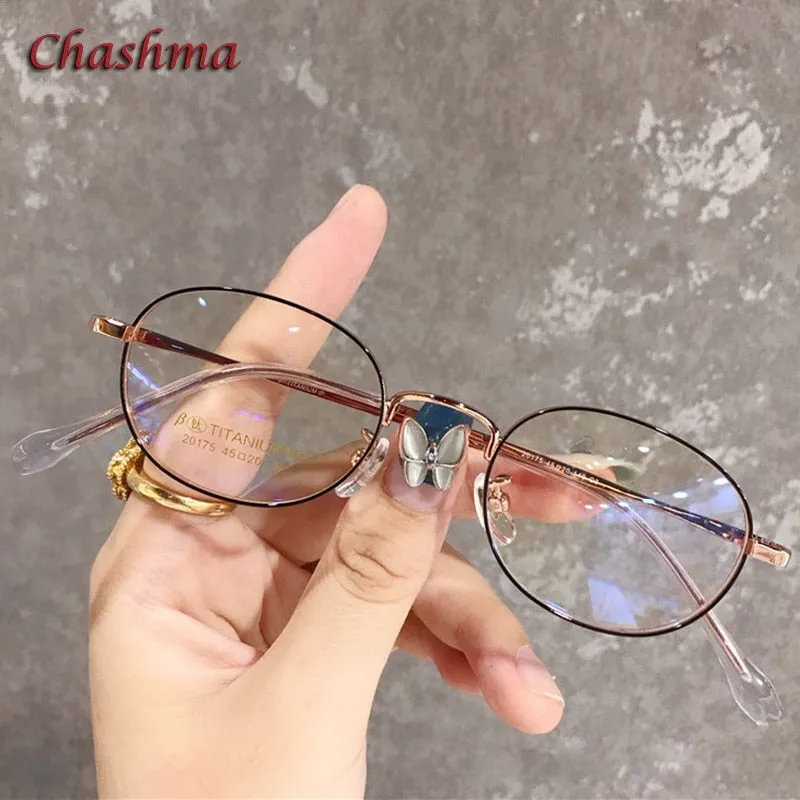 Chashma Ochki Unisex Full Rim Small Round Titanium Eyeglasses 20175