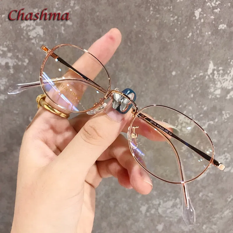 Chashma Ochki Unisex Full Rim Small Round Titanium Eyeglasses 20175