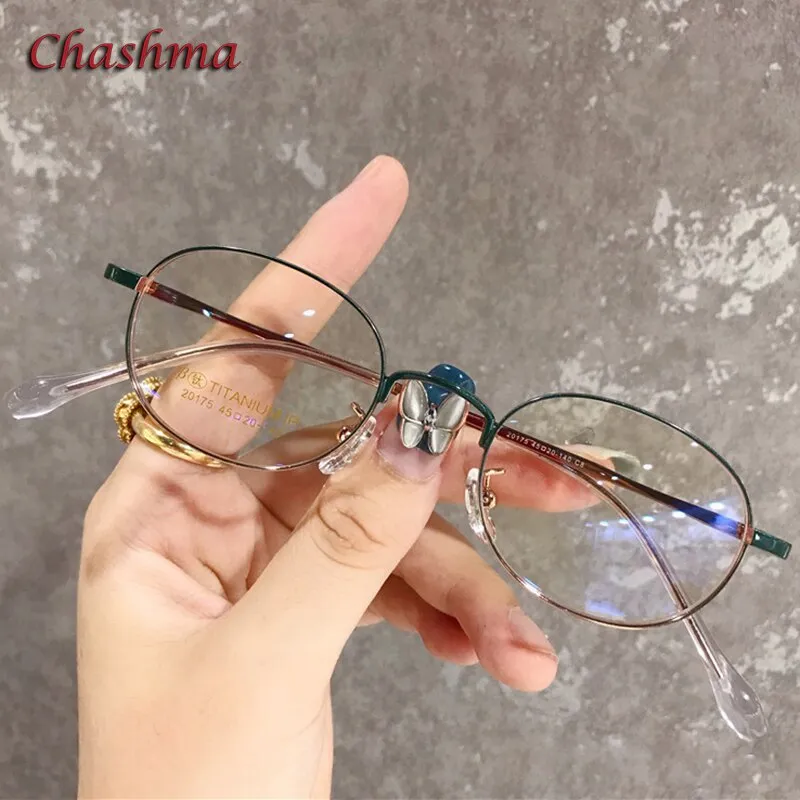 Chashma Ochki Unisex Full Rim Small Round Titanium Eyeglasses 20175