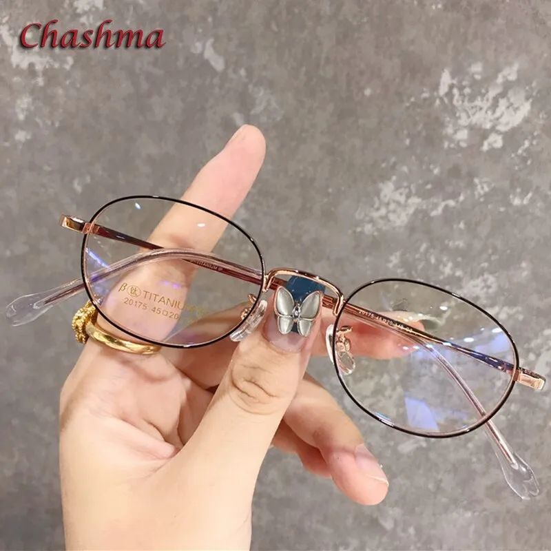 Chashma Ochki Unisex Full Rim Small Round Titanium Eyeglasses 20175