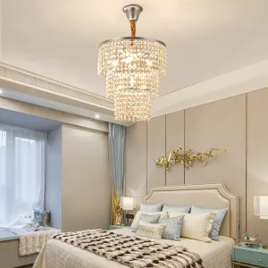 Contemporary Crystal Tiered Chandelier - 4/5/6 Lights, Chrome Finish, 12"/16"/21.5" Wide