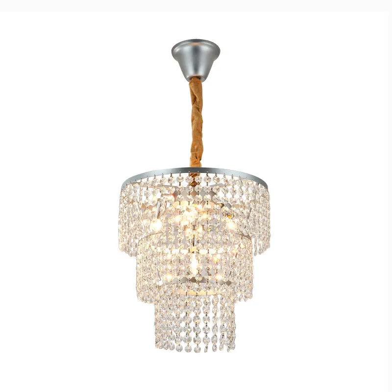 Contemporary Crystal Tiered Chandelier - 4/5/6 Lights, Chrome Finish, 12"/16"/21.5" Wide