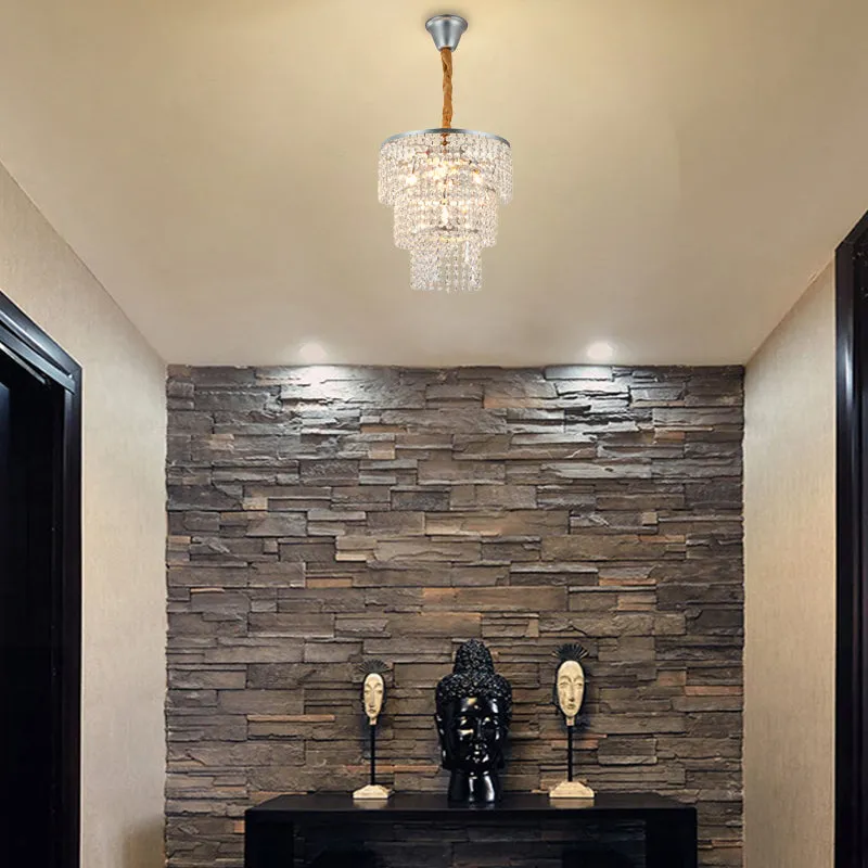 Contemporary Crystal Tiered Chandelier - 4/5/6 Lights, Chrome Finish, 12"/16"/21.5" Wide