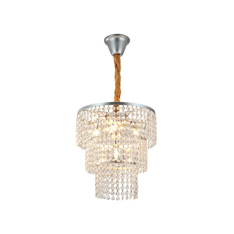 Contemporary Crystal Tiered Chandelier - 4/5/6 Lights, Chrome Finish, 12"/16"/21.5" Wide