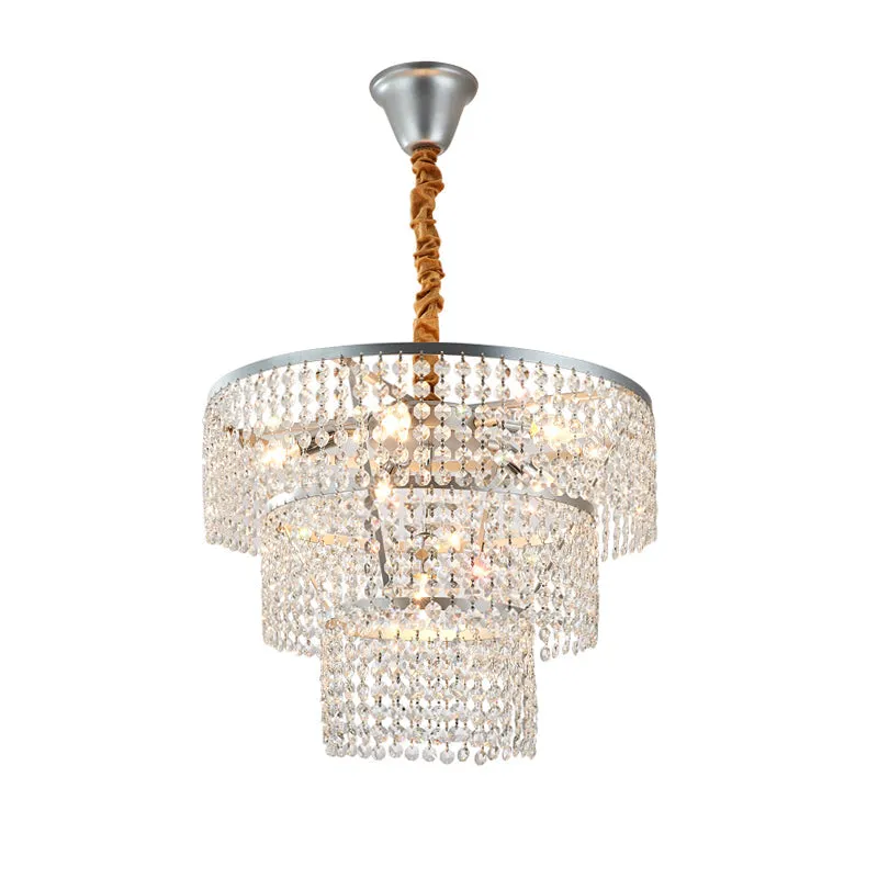 Contemporary Crystal Tiered Chandelier - 4/5/6 Lights, Chrome Finish, 12"/16"/21.5" Wide