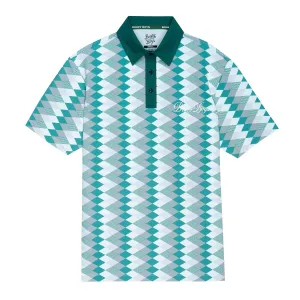 Desert Diamond Athletic Polo - Turquoise Harlequin