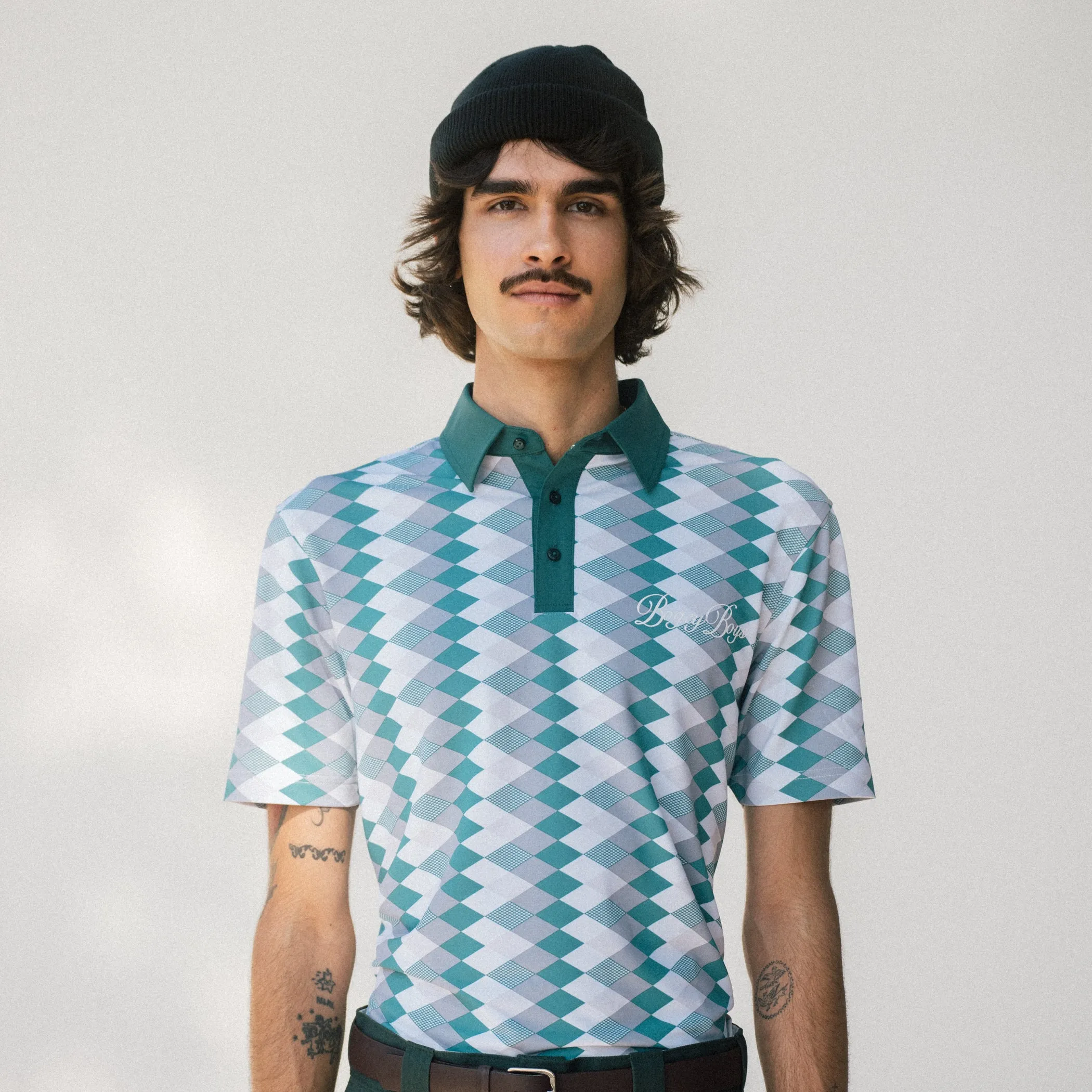 Desert Diamond Athletic Polo - Turquoise Harlequin