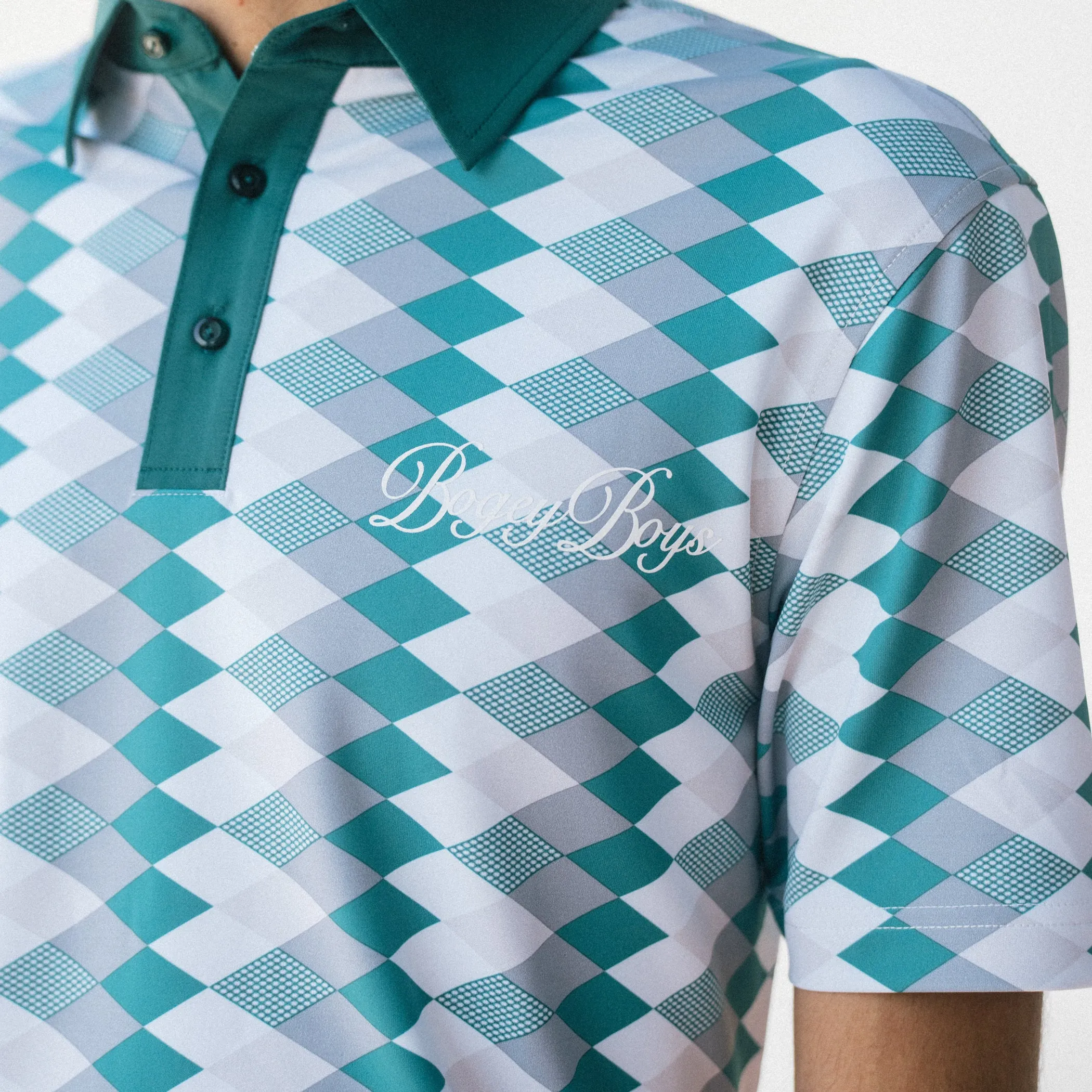 Desert Diamond Athletic Polo - Turquoise Harlequin