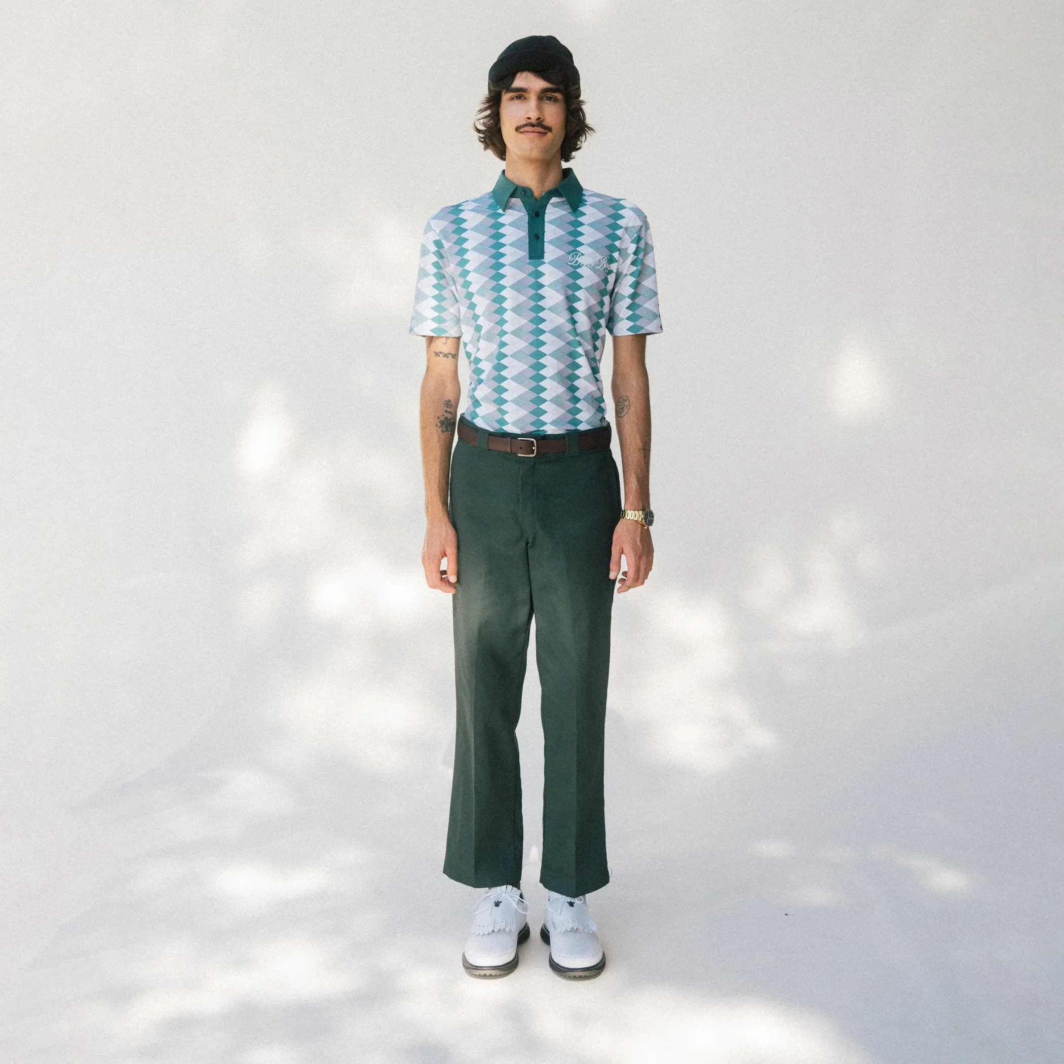 Desert Diamond Athletic Polo - Turquoise Harlequin