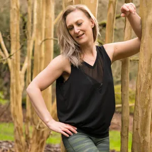 Final Sale Black Reversible Crossover Yoga Tank