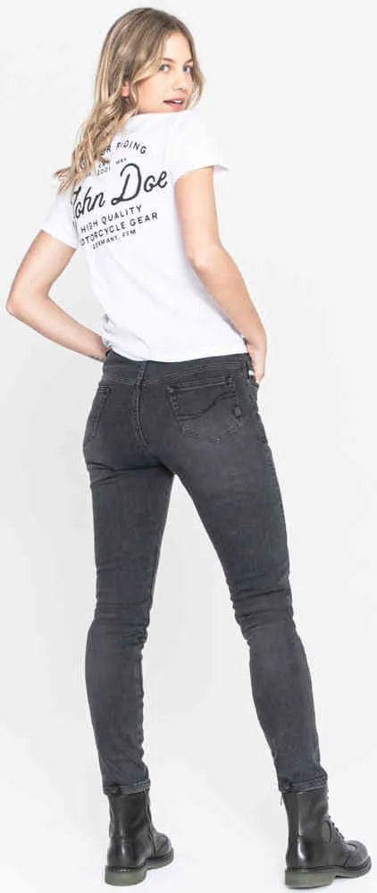 Jane High Mono XTM John Doe Women's Motorcycle Jeans, Distressed Black Recolor