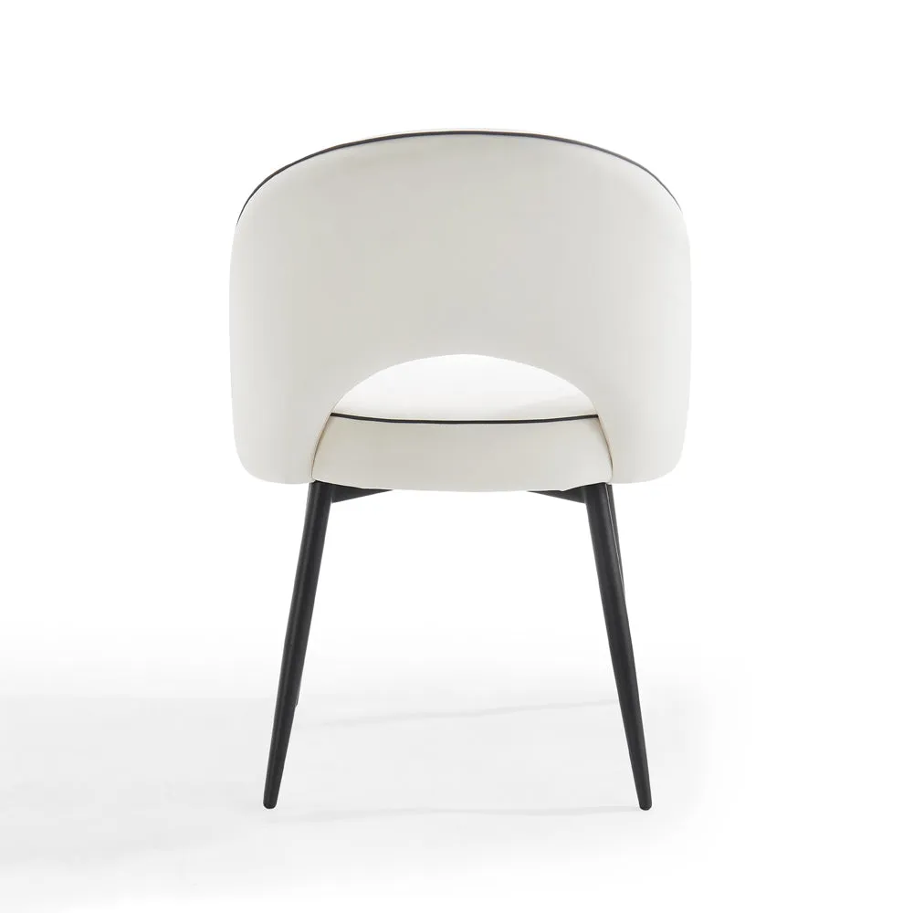 Livorno Black Leg Glass Dining Table & 4 Tiago Chairs, Ivory Velvet