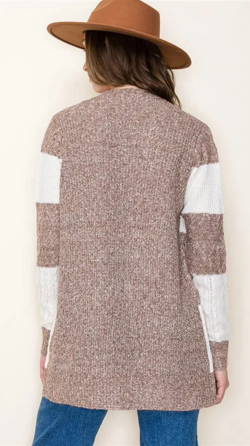 Marled Yarn Colorblock Cardigan