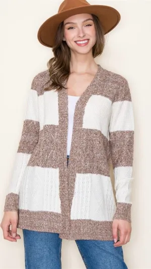 Marled Yarn Colorblock Cardigan