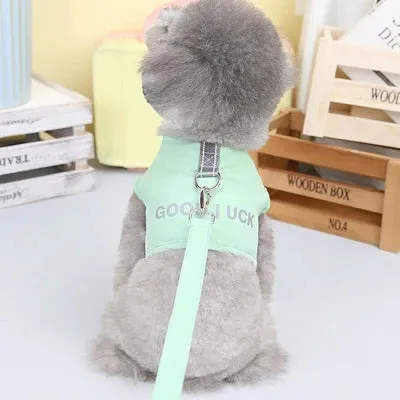 Mesh Dog Harness Girls&Boys Bear Pattern Dog Harness Vest Puppy Cat Bowtie Vests Leash Set For Small Dogs Walking Pets Accessory