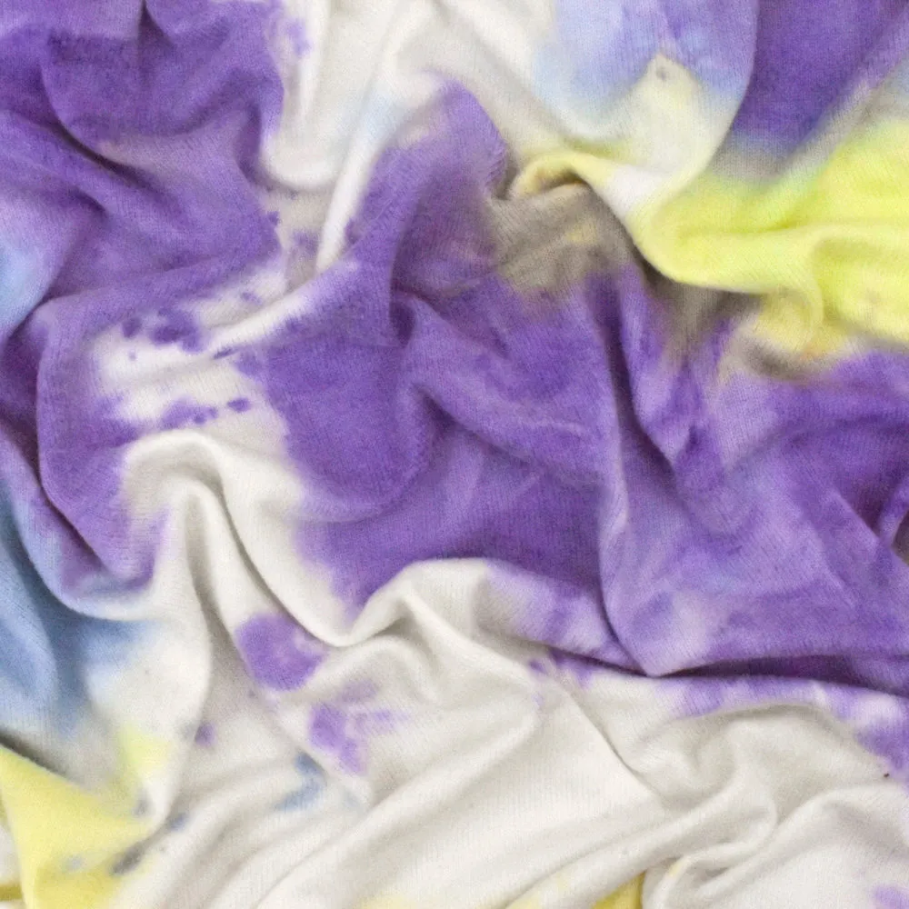 Neon-Purple-Multi Tie Dye Stretch Jersey Knit Fabric