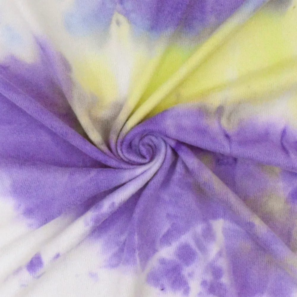 Neon-Purple-Multi Tie Dye Stretch Jersey Knit Fabric