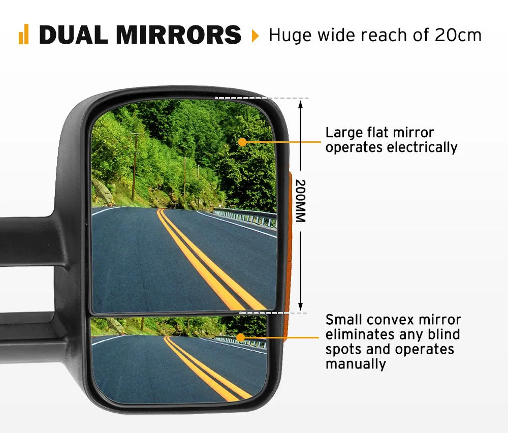 Pair Extendable Towing Side Mirrors suits Toyota Hilux 2005-2015 N70