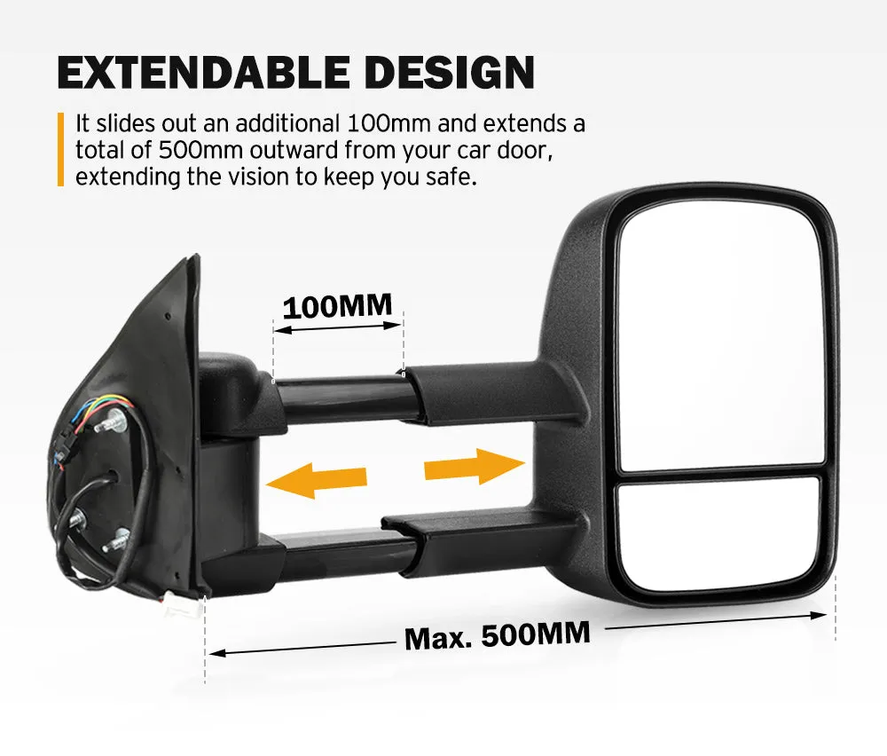 Pair Extendable Towing Side Mirrors suits Toyota Hilux 2005-2015 N70