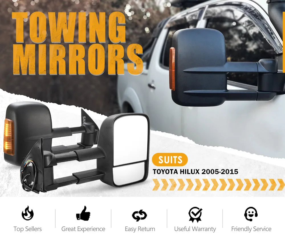 Pair Extendable Towing Side Mirrors suits Toyota Hilux 2005-2015 N70