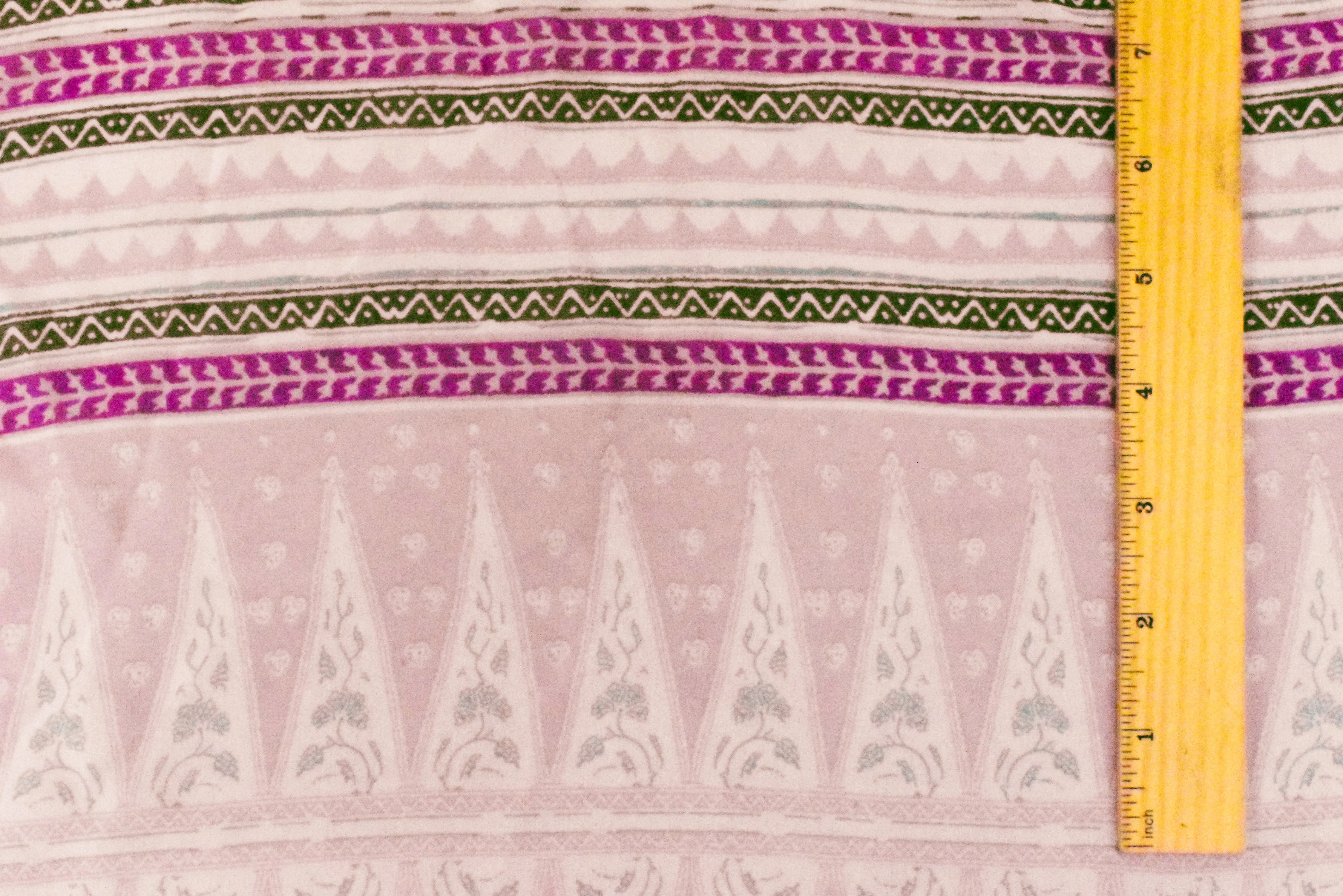 Pink-Ivory-Multi Aztec Stripe Printed Poly Chiffon Woven Fabric