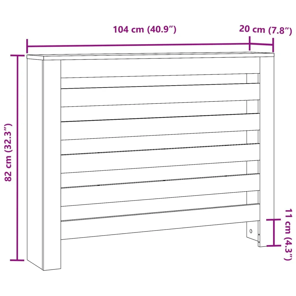Radiator Cover Black 104x20x82 cm Engineered Wood