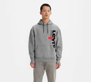 Relaxed Fit V-Neck Kangaroo Pocket Graphic Fleece Hoodie