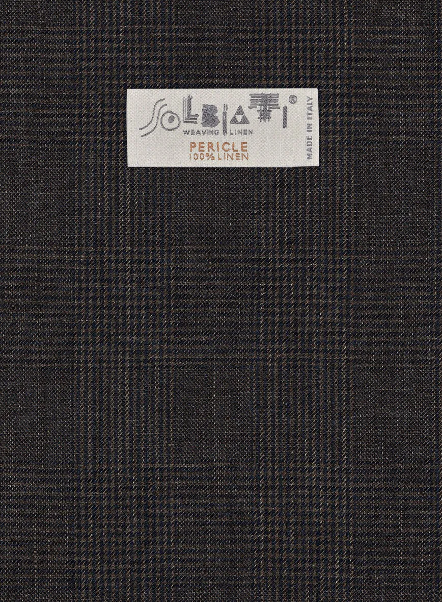 Solbiati Blue Brown Check Linen Suit