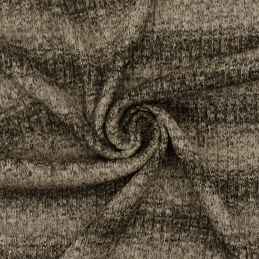 Stone Beige-Black-Gray Stripe Stretch Poly 2x3  Rib Knit Fabric