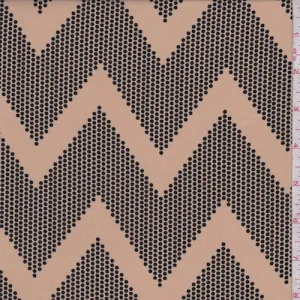 Tan/Black Dotted Chevron Challis Fabric