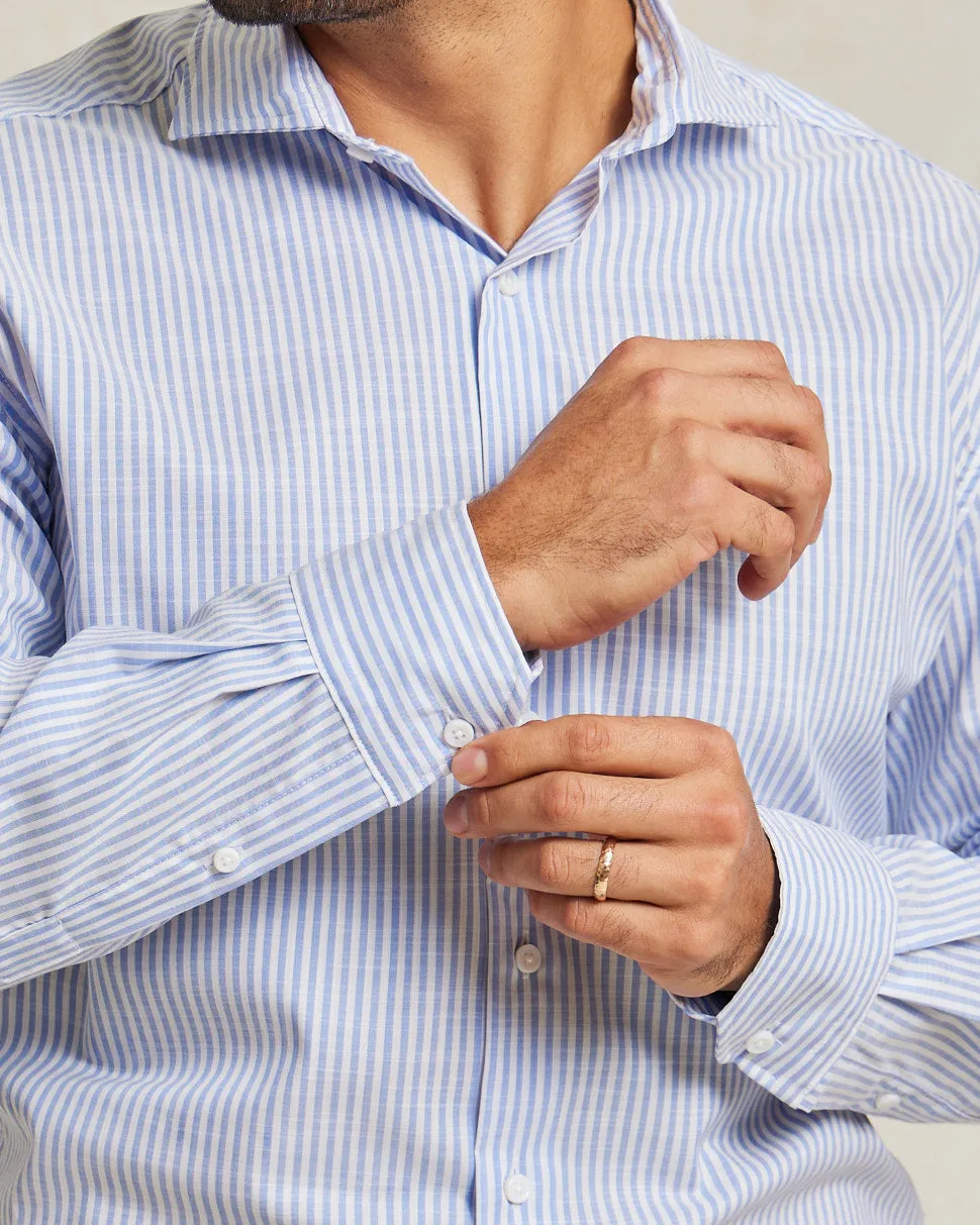 The Rye Classic - Cotton Linen Stripe - Blue/White