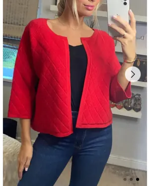 Three quarters sleeves Cardigan (Red)