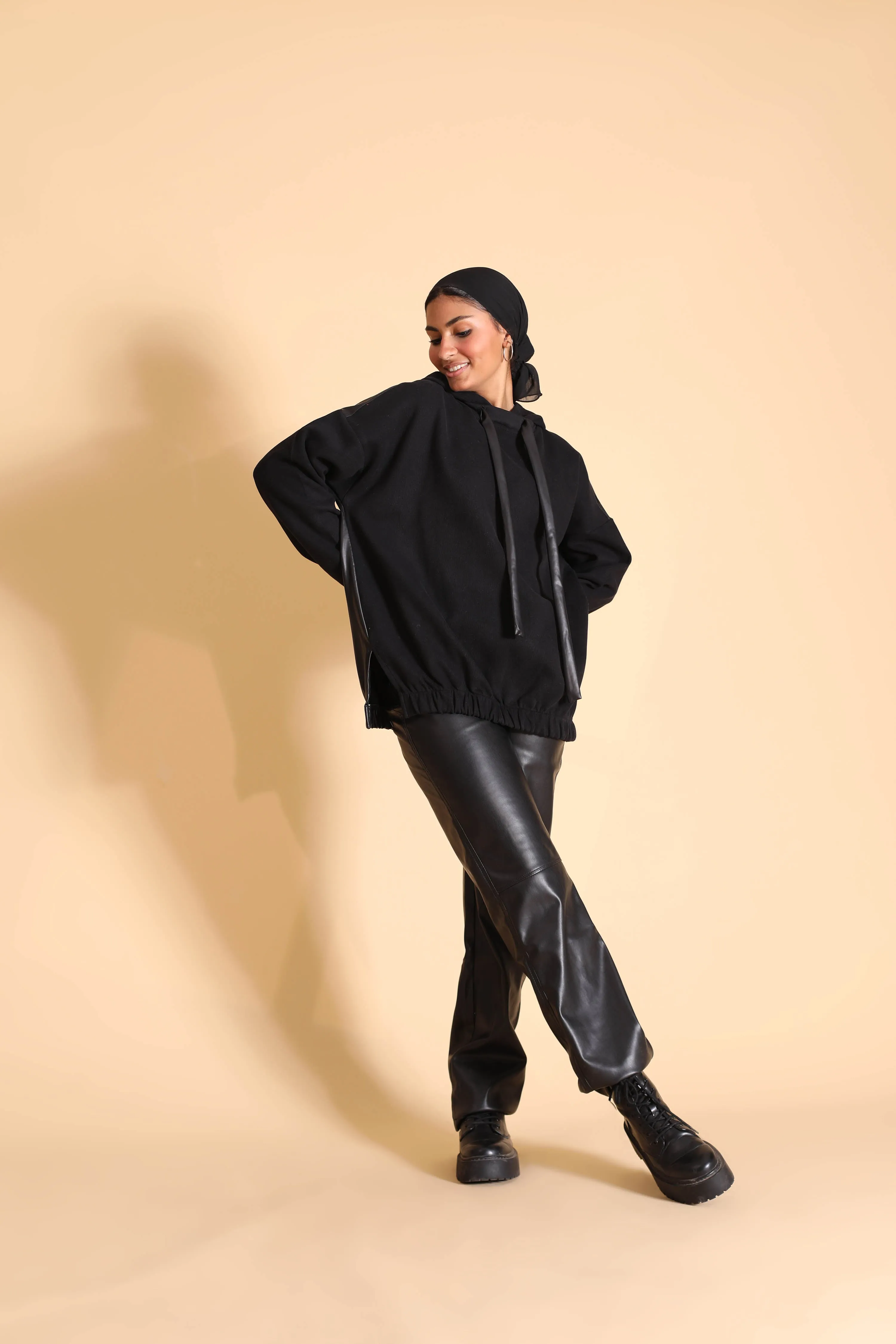Two-Tone Oversized Hoodie (W556) - Just4Women