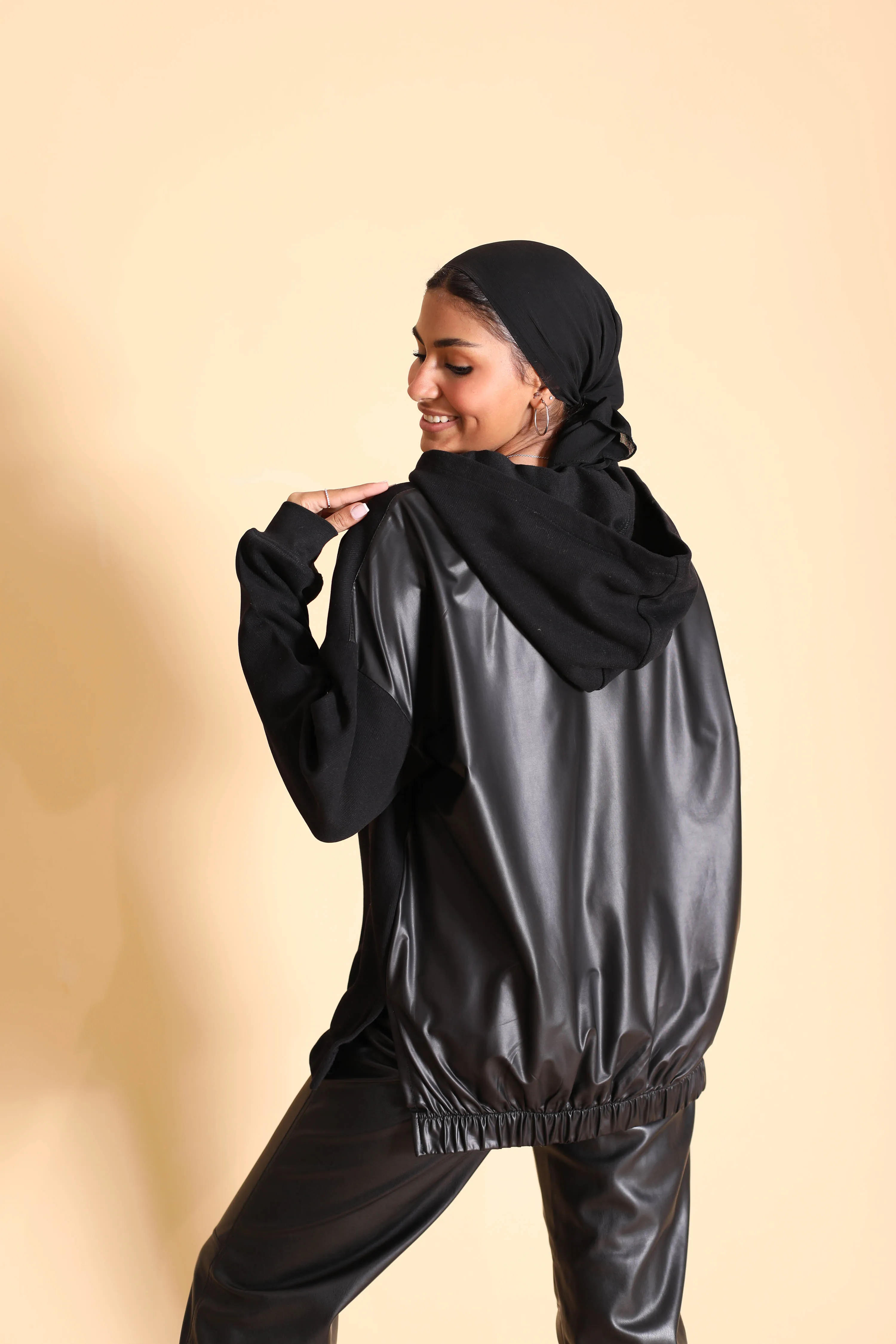 Two-Tone Oversized Hoodie (W556) - Just4Women
