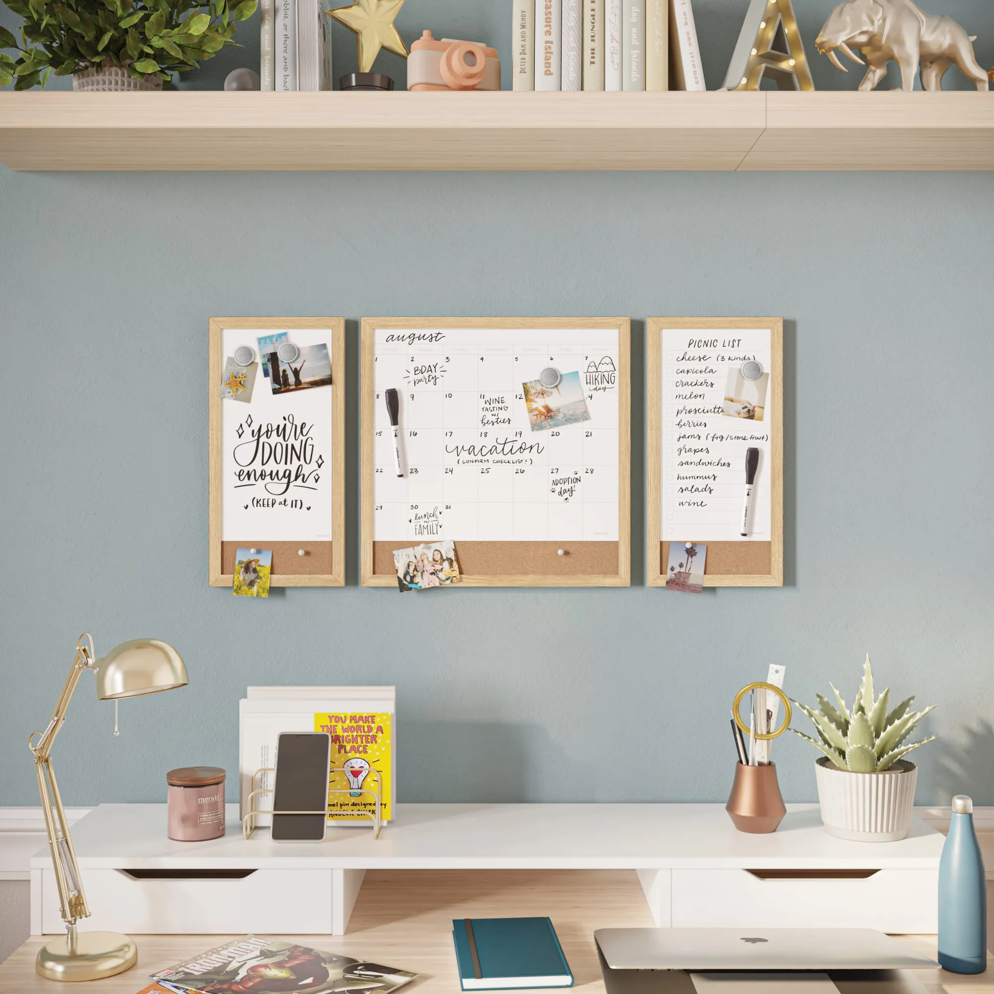 U Brands Core Command Dry Erase Monthly Organization Center White