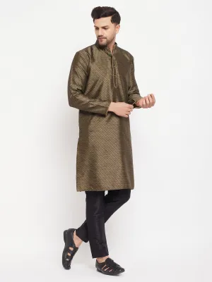 VASTRAMAY Black Silk Blend Kurta Set