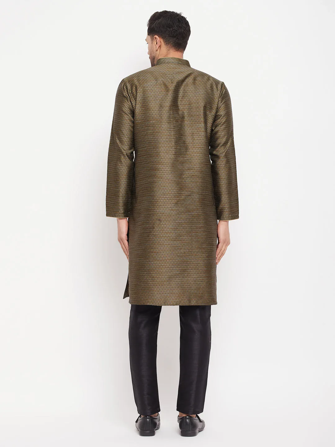 VASTRAMAY Black Silk Blend Kurta Set