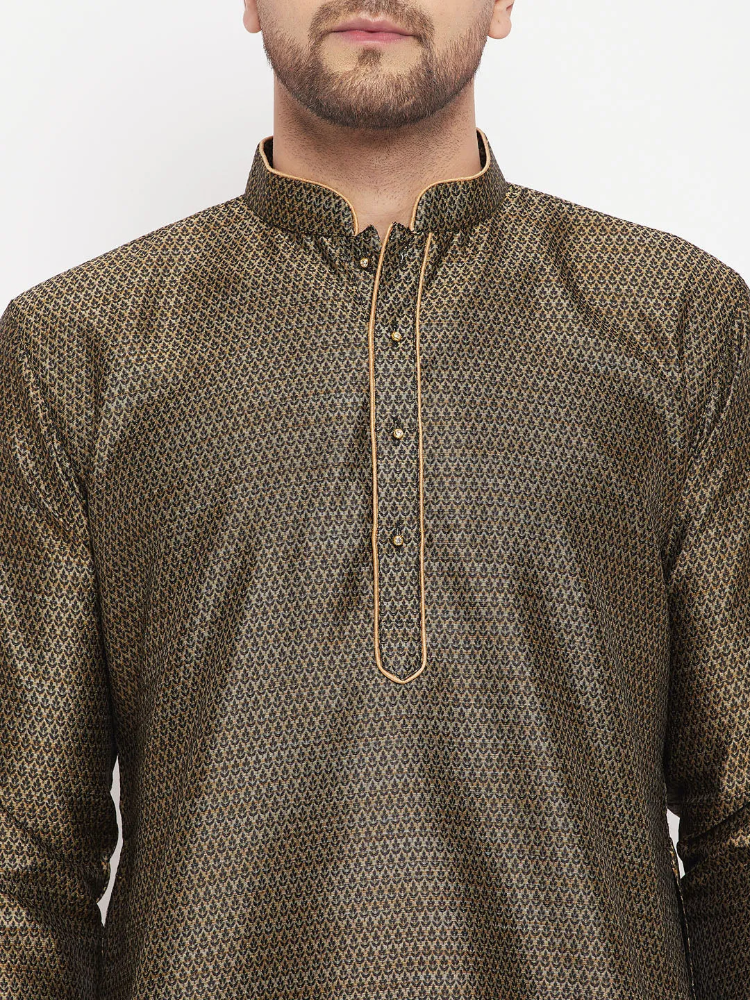 VASTRAMAY Black Silk Blend Kurta Set