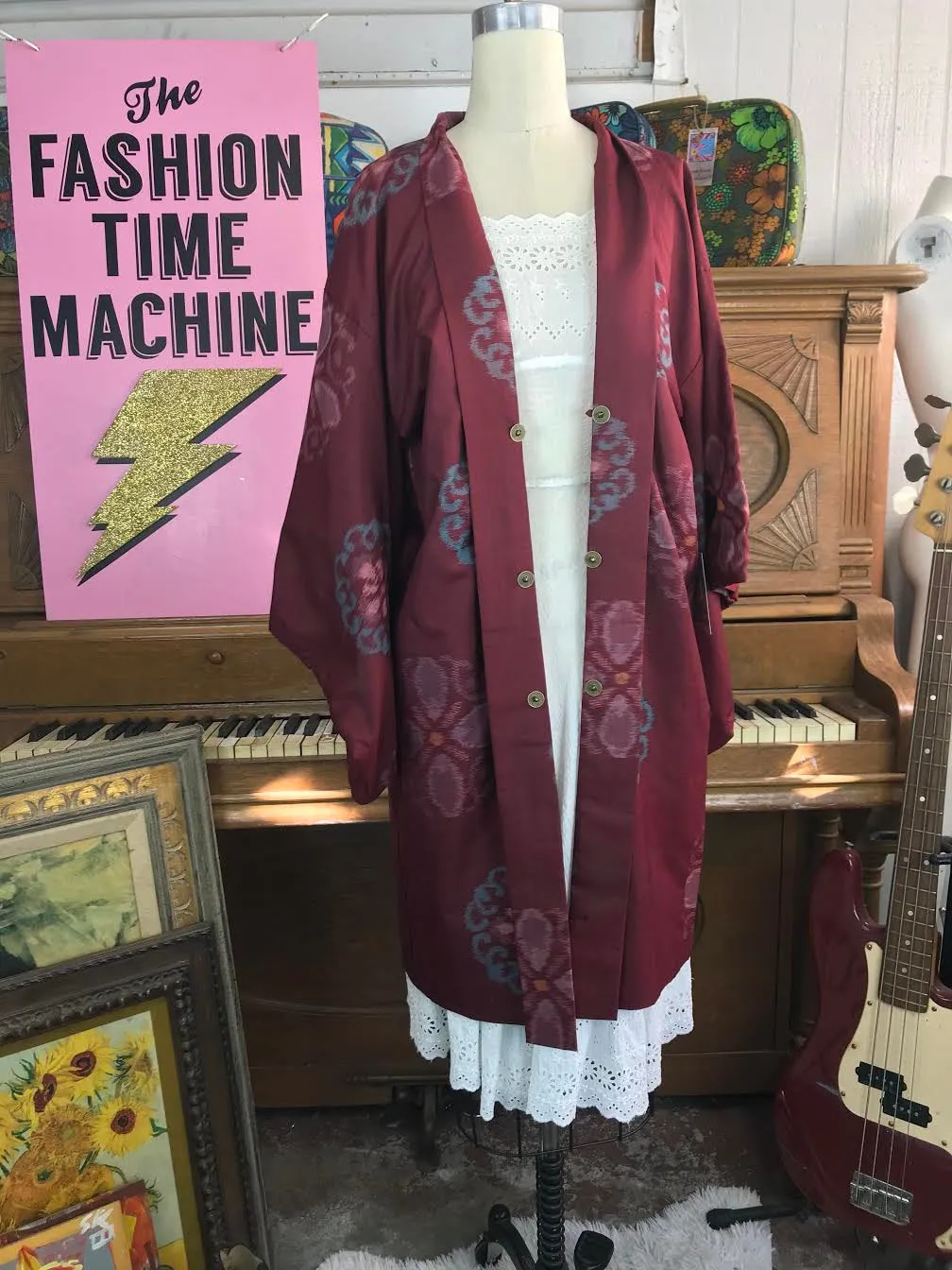 Vintage Silk Kimono Duster Jacket/ Haori Japanese Geisha/ Festival Hippie Boho Robe