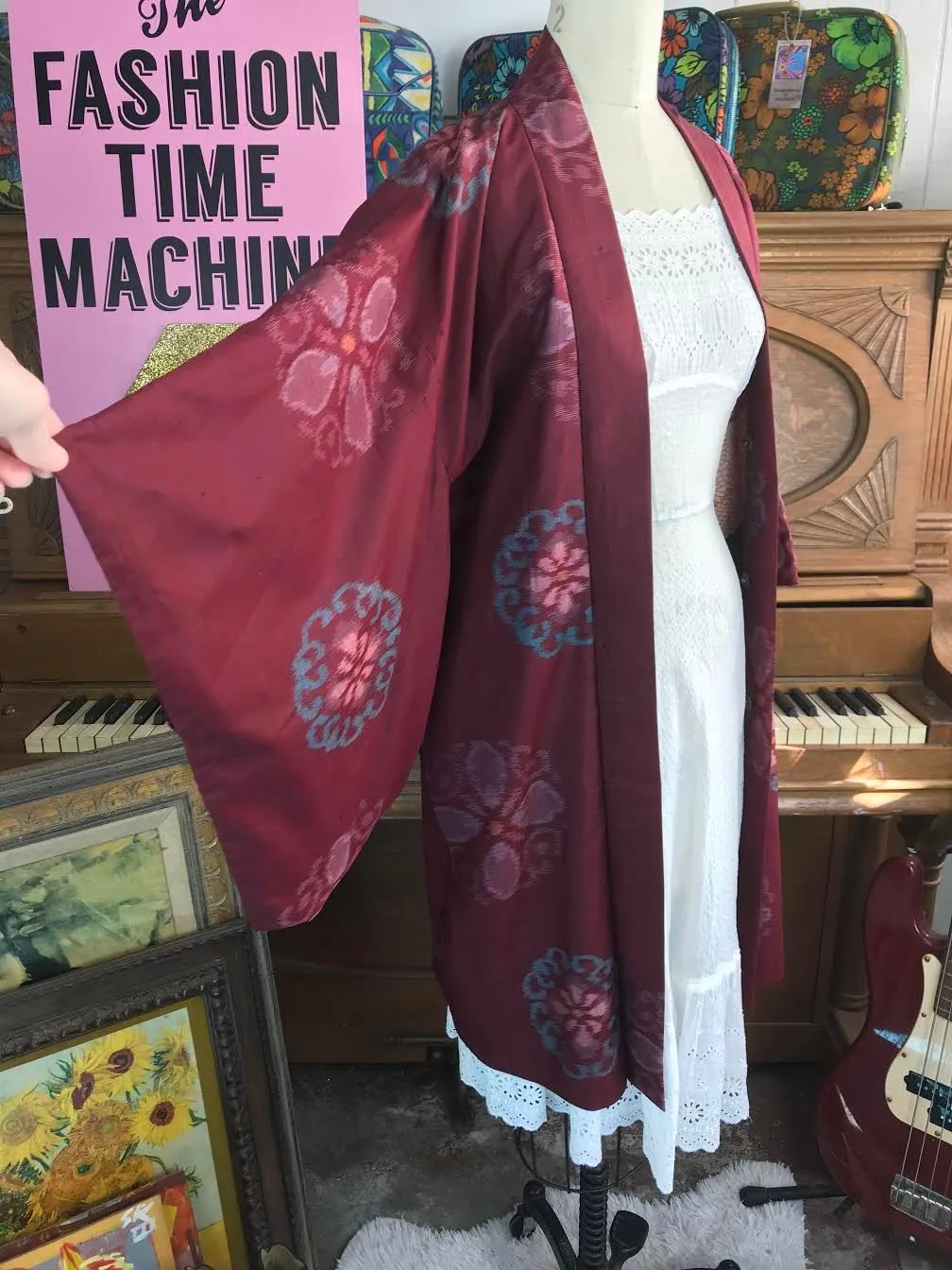 Vintage Silk Kimono Duster Jacket/ Haori Japanese Geisha/ Festival Hippie Boho Robe