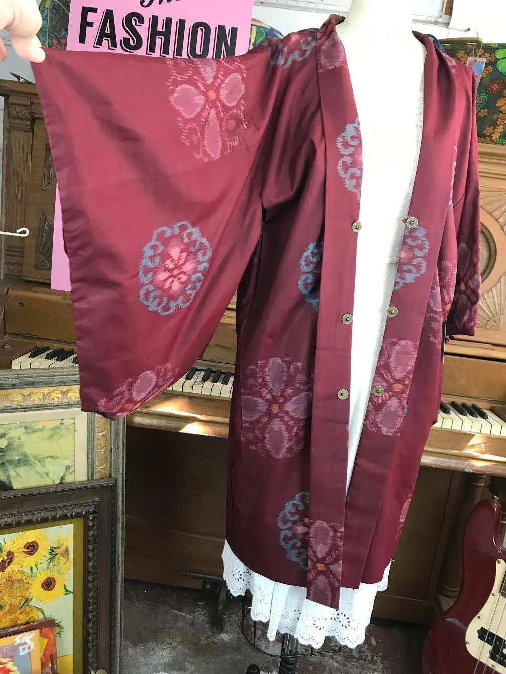 Vintage Silk Kimono Duster Jacket/ Haori Japanese Geisha/ Festival Hippie Boho Robe