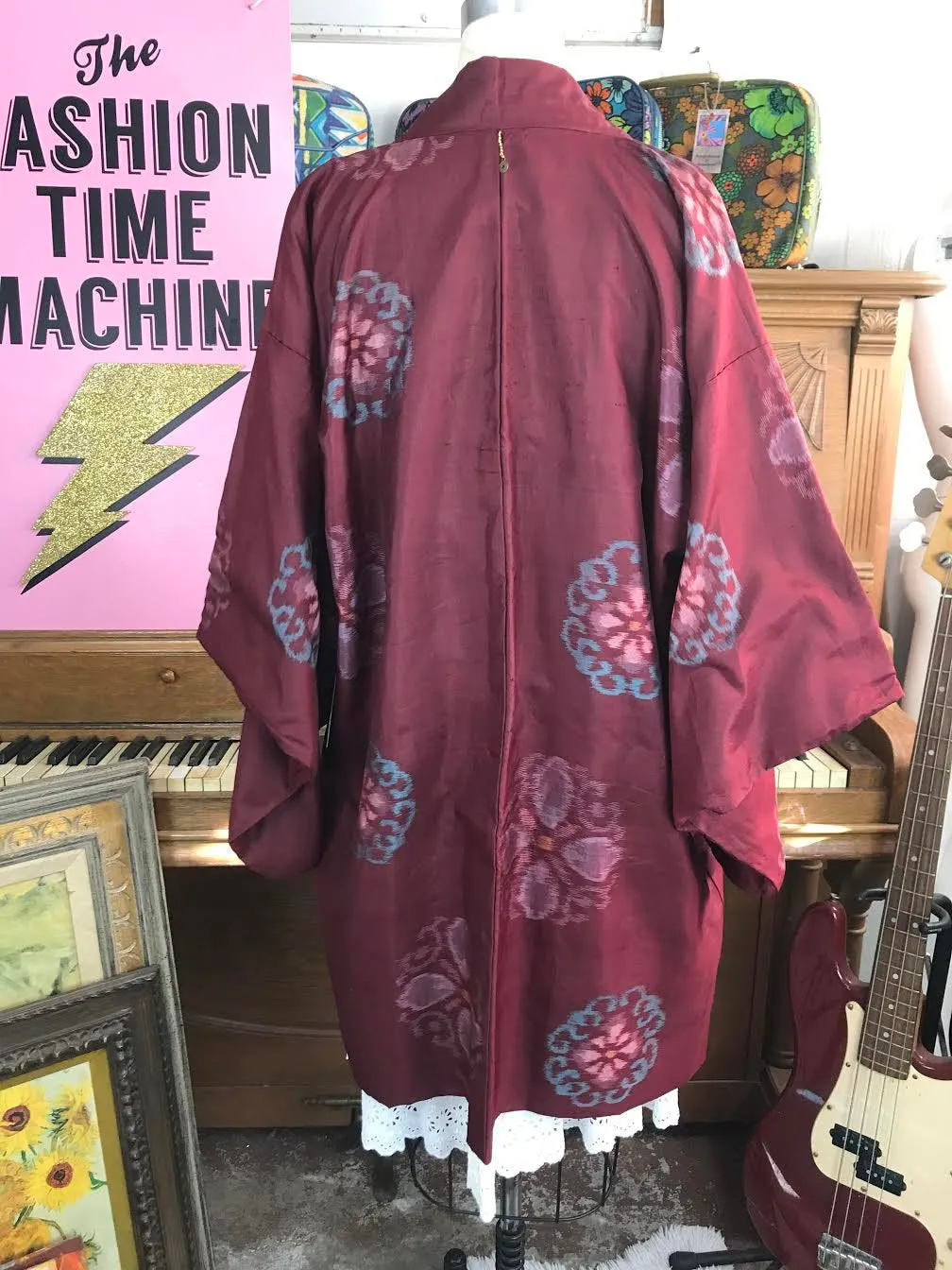 Vintage Silk Kimono Duster Jacket/ Haori Japanese Geisha/ Festival Hippie Boho Robe