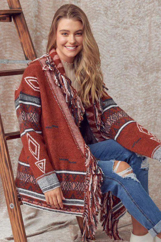 Western Style Fringe Cardigan